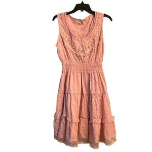 Frock and Frills Pink Swiss Dot Sequin Beaded Lace Tulle Embellished Dress 10